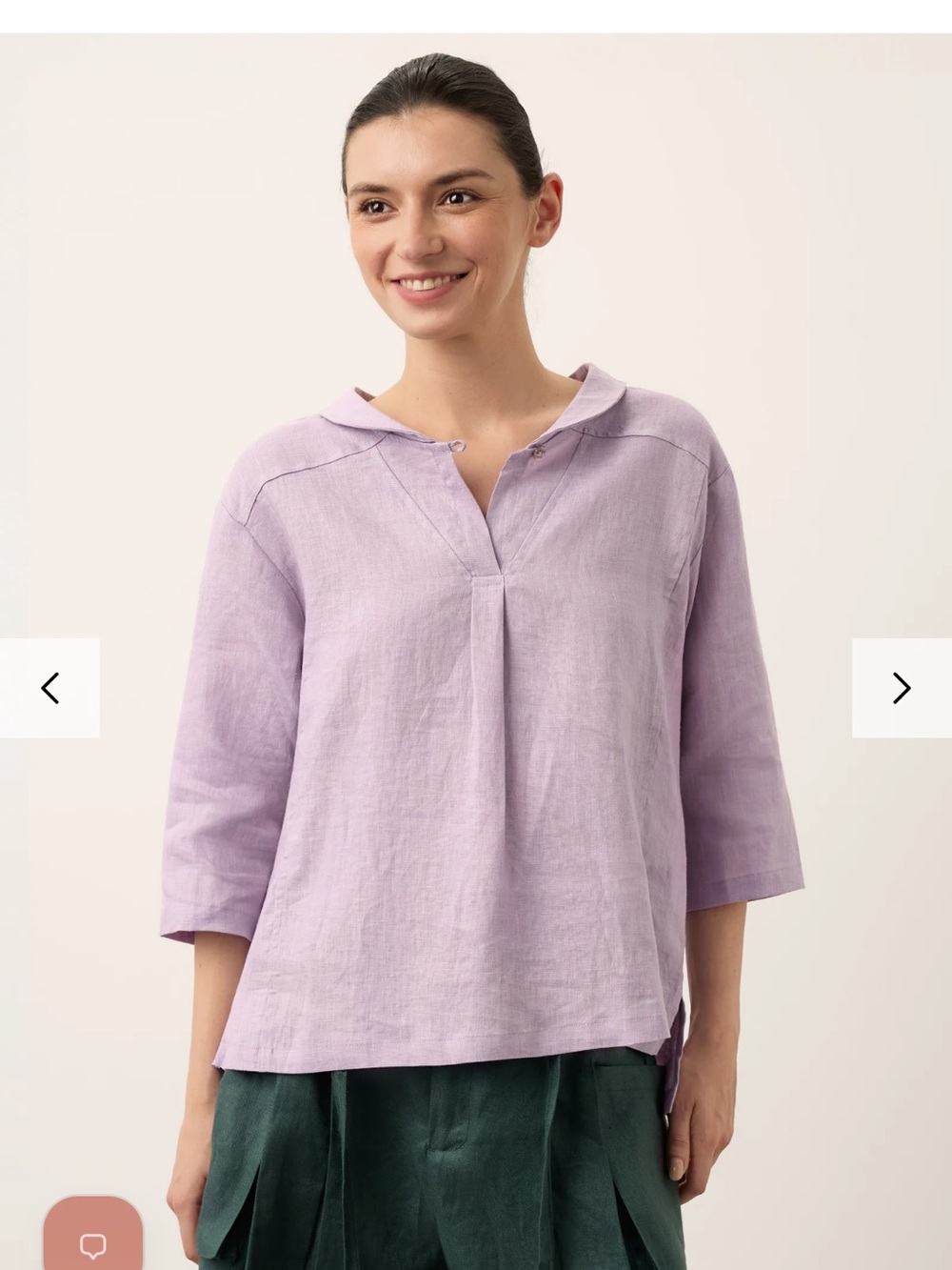 100% Linen Lintico NWOT Relaxed Lavender V-Neck Tunic